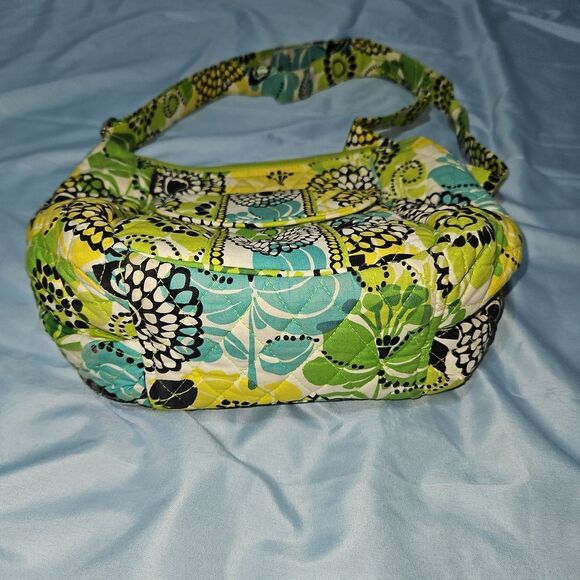 Vera Bradley Limes Up Quilted Floral Pattern Boho Crossbody Saddle Bag - Picture 8 of 12
